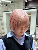 ヲタク(wotaku.) ピンクベージュコーラルピンクハイトーンカラーブリーチショート