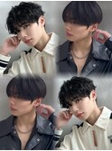 ☆曲がる縮毛フェザーショート毛流れパーマブリーチ無しダブル