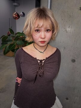 キオク(KIOX) ハイトーンボブ/リタッチ/レイヤーカット/ハイトーン/髪質改善