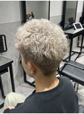刈り上げスパイキーショートメンズブリーチホワイトシルバー