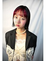 キジ(KIJI)&nbsp;ミニボブ/ショートボブ/ボブ/前髪インナーカラー/ワイドバング