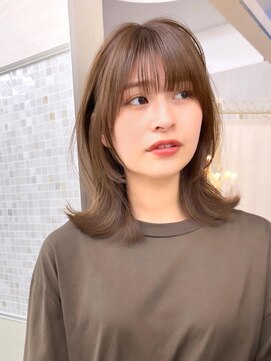 アンフィニー 銀座(ANFINI) 暗髪/小顔/オリーブカラー/おくれ毛/セミロングヘア/レイヤー