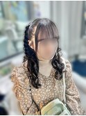 三つ編みハーフツイン