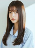 セミロング20代30代ストレートレイヤー前髪なし前髪あり越谷