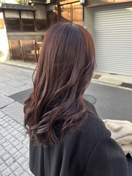 クラン 六甲道(Chlan) 艶カラー ピンクブラウン 韓国風ゆるふわセミディ