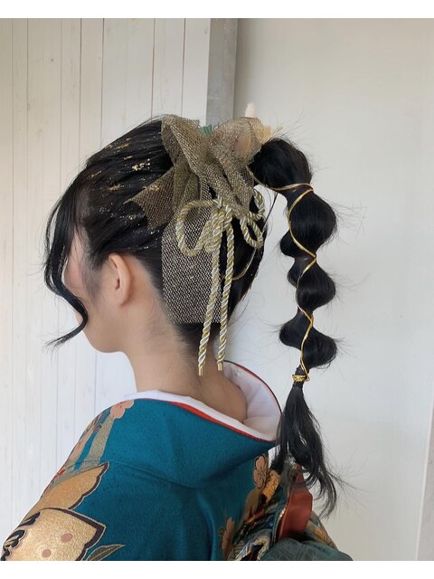 成人式ヘアセット ポニーテールセット