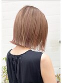 切りっぱなしボブ/エアリーロング/美髪/ピンクブラウン