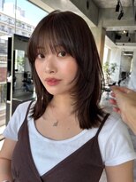 アビー 福岡天神(ABBEY) ミディアムヘアレイヤーカット前髪カット髪質改善トリートメント