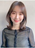 くびれヘア レイヤーカット アプリコットオレンジ ハイライト ☆