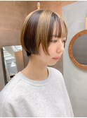 セクションカラー、ポイントブリーチ、ベージュ、ハイライト