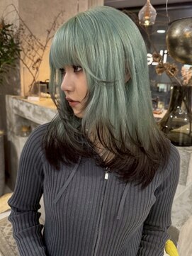 ネハス(nehus.) くびれヘア/アプリコットオレンジ/ハイライトカラー/ブリーチ