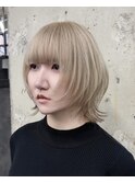 ボブウルフ/ハイトーンカラー/艶カラー/顔周りレイヤー