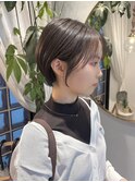 ラテグレージュ顔周りレイヤーボブ韓国巻き結べるレイヤーカット