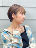 グレージュ/ショートボブ/シースルーバング/前髪/顔周り/立川