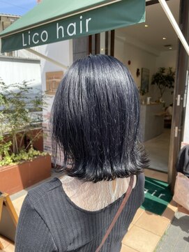 リコヘアー(Lico hair) 外ハネミディ【ブルーブラック】