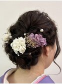 成人式たっぷり編み込みゆるふわヘアセット