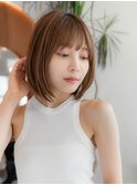 20代30代大人可愛い前髪/丸顔マチルダボブ/レイヤーカット外ハネ