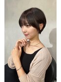 ショート_丸みショート_ベージュブラウン