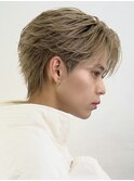 マッシュセンターパートツーブロックフェザーパーマニュアンス