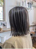 外はねボブ30代~50代グレイカラー白髪染め白髪ぼかし