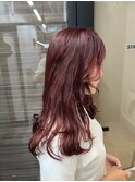 夏カラー◎暖色ブリーチなし艶感ピンクベージュ