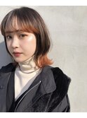 パツっとミディ×オータムブラウンオレンジエンドカラー（博多）