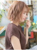 ★ハイトーンカラー小顔切りっぱなしボブウルフ10代20代30代★10