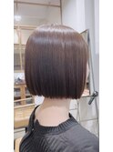 切りっぱなしボブナチュラルボブミディアム前髪縮毛矯正香川高松