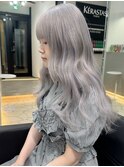 ホワイトシルバー/グレー/ダブルカラー/エクステ/髪質改善