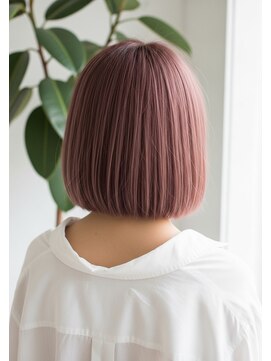 チェリーレッド/全頭ブリーチ/ミニボブレイヤー/リタッチカラー