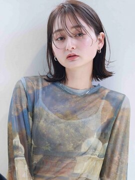 ムウ 難波(MOU) ボブクールショート前髪イメチェンピンクベージュ30代40代50代