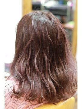 ジウ 上通り(JIU) 20代☆大人かわいいゆるふわ愛されダブルカラー×ピンクベージュ