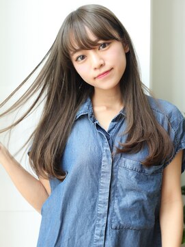 マイラ 銀座(myla) 斜めバングレージュシルキーベージュデザインカラー髪質改善艶髪