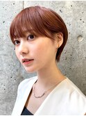 暖色系カラー×束感ショート×小顔立体カット