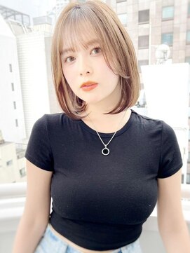 ハローバイシー 仙台(Hello by Sea) 韓国風レイヤーボブ/前髪カット/ピンクブラウン[仙台]