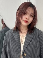 ハニーシブヤ(HONEY shibuya)&nbsp;小顔レイヤー　フェイスフレーミング　姫カット　ピンクベージュ