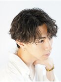 韓国風マッシュウルフカット波巻きスパイラルパーマツーブロック
