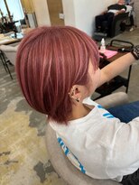 ボンドヘアステージ 良福寺店(BOND hair stage) ピンク好き必見!ハイライトまでピンクで仕上げた、透明感カラー
