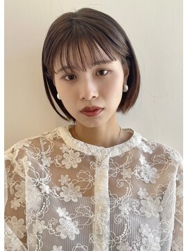 イヴォークトーキョーオーサカ(EVOKE TOKYO osaka) 耳かけボブ ワイドバング シースルー 可愛い 切りっぱなし