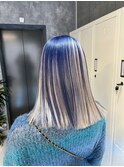 くびれヘアアプリコットオレンジハイライトカラーブルーカラー