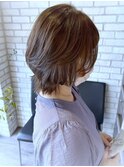 外ハネウルフレイヤー×艶感オーガニックカラー