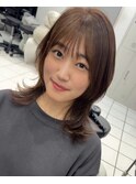 ミディアムレイヤーくびれハッシュカットウルフ吉祥寺