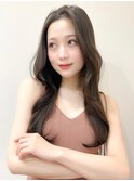 縮毛矯正ストレートダークパープルミルクブラウンダウンバング