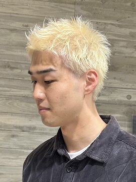 ヲタク 渋谷 代官山 恵比寿(wotaku.) メンズハイトーンブリーチケアブリーチスパイキーショート金髪