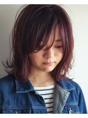 切りっぱなしボブ×ピンクパープルレッド▼LINEID@vey3047y