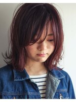 ニコヘアー(niko hair) 切りっぱなしボブ×ピンクパープルレッド▼LINEID@vey3047y