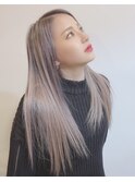 ホワイトグレージュ ミルクティー×バレイヤージュ 熊本 並木坂