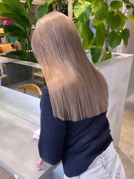 リムレスバイサンク 万代 新潟駅(LIMLESS by cinq) 韓国ミルクティーベージュダブルカラーグレージュレイヤーカット