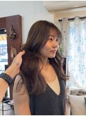 透明感ケアカラーピンクブラウングレージュ顔まわりレイヤー韓国