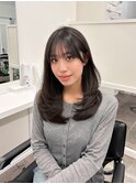 【くびれレイヤー×透け感前髪で小顔ヘア】